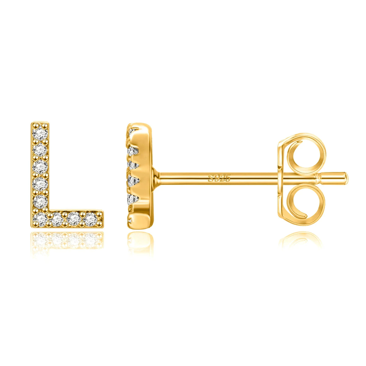 Gold initial earrings l