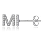 Silver initial earrings m
