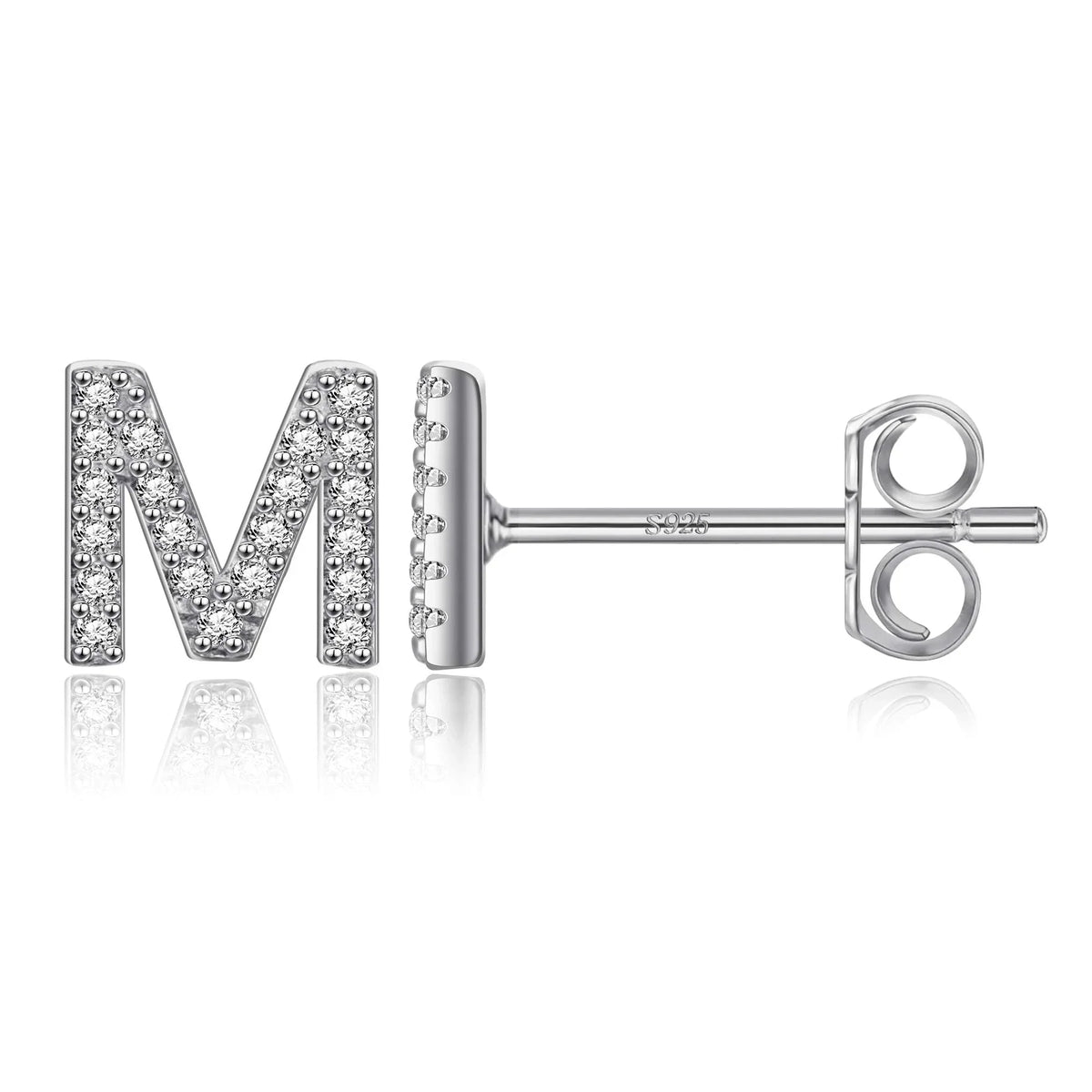 Silver initial earrings m