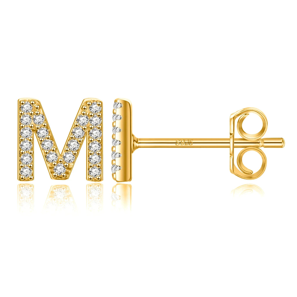 Gold initial earrings m