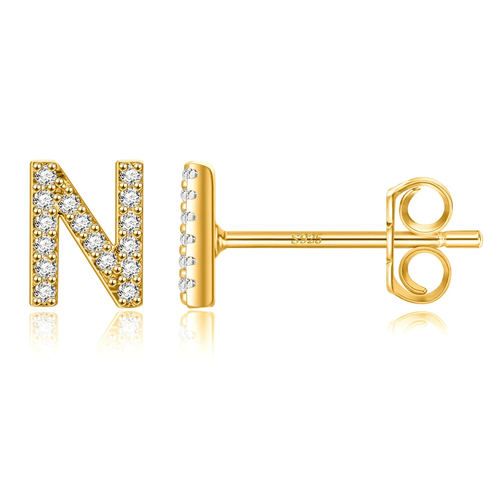 Gold initial earrings n