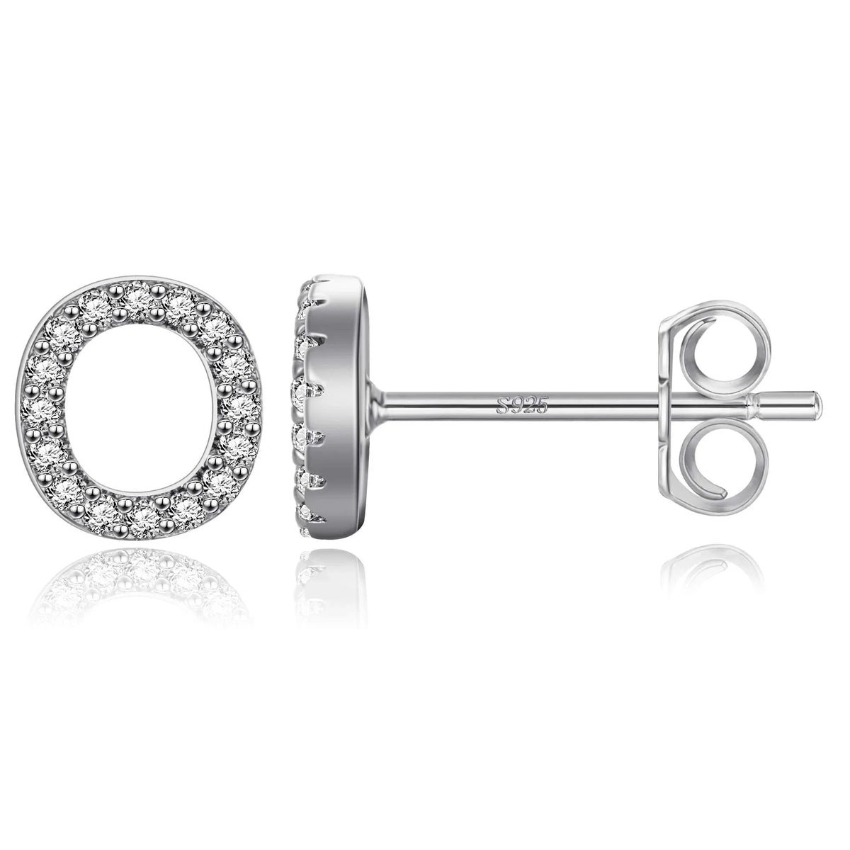 Silver initial earrings o