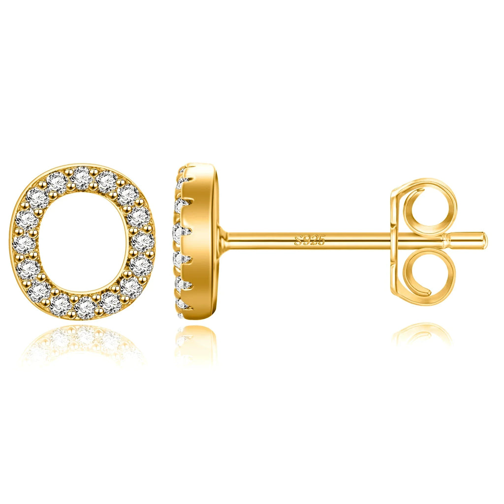 Gold initial earrings o
