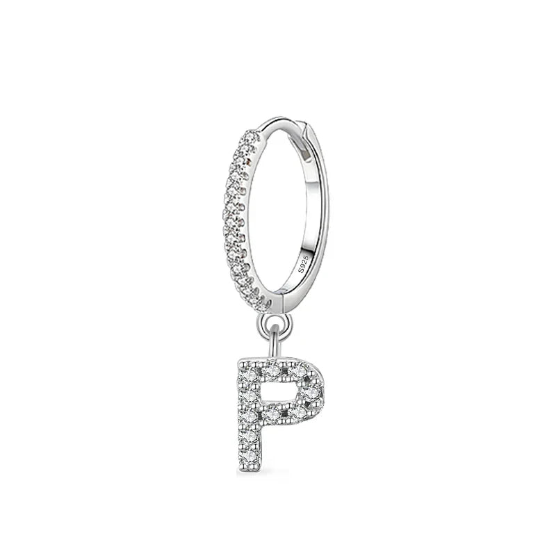 Huggie earrings with initial p