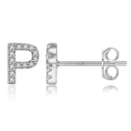 Silver initial earrings p