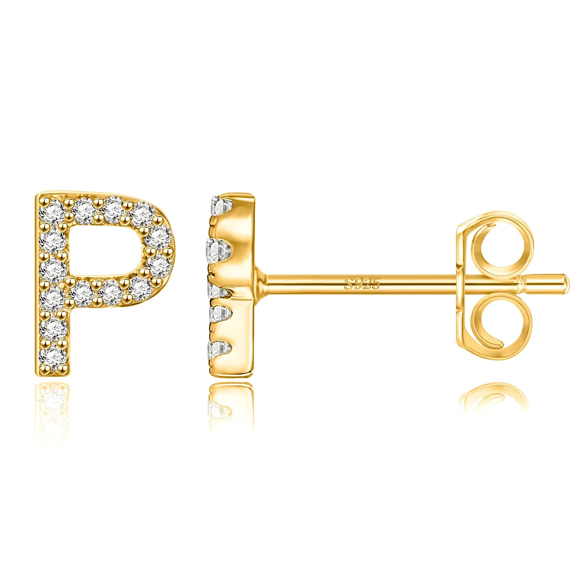 Gold initial earrings p