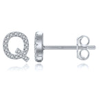Silver initial earrings q