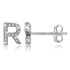 Silver initial earrings r