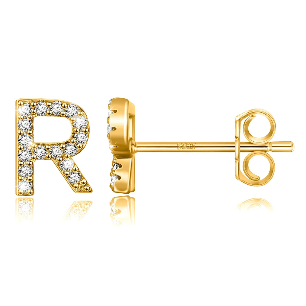 Gold initial earrings r
