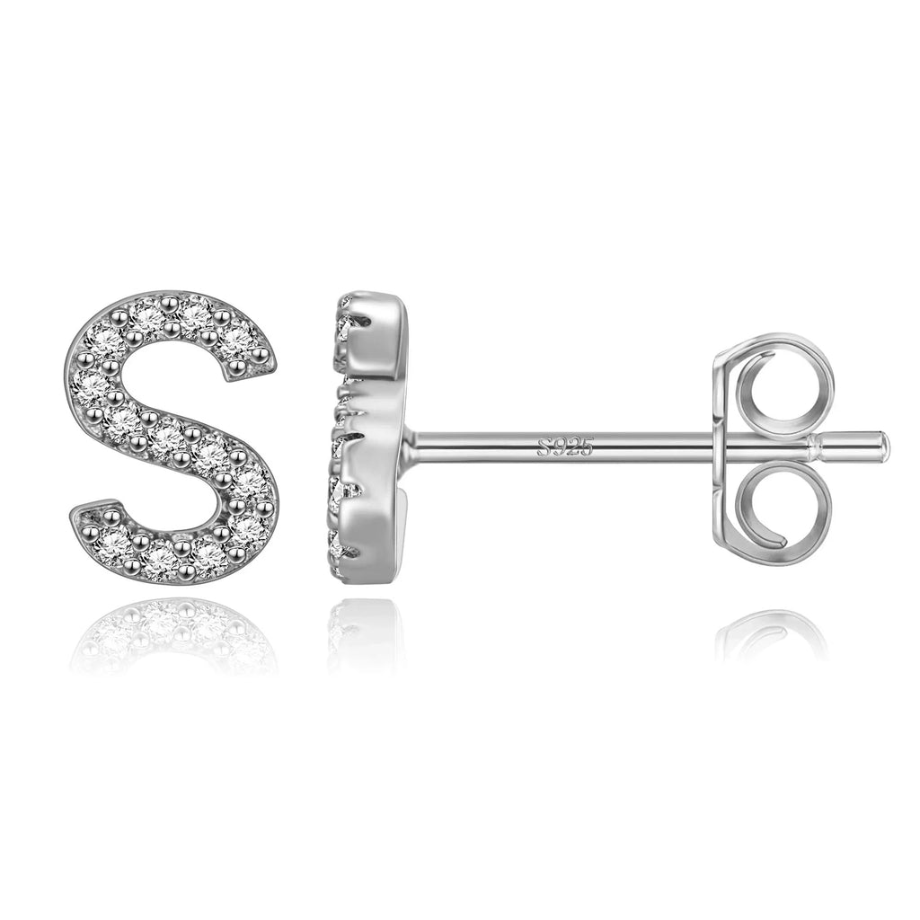 Silver initial earrings s