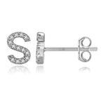 Silver initial earrings s