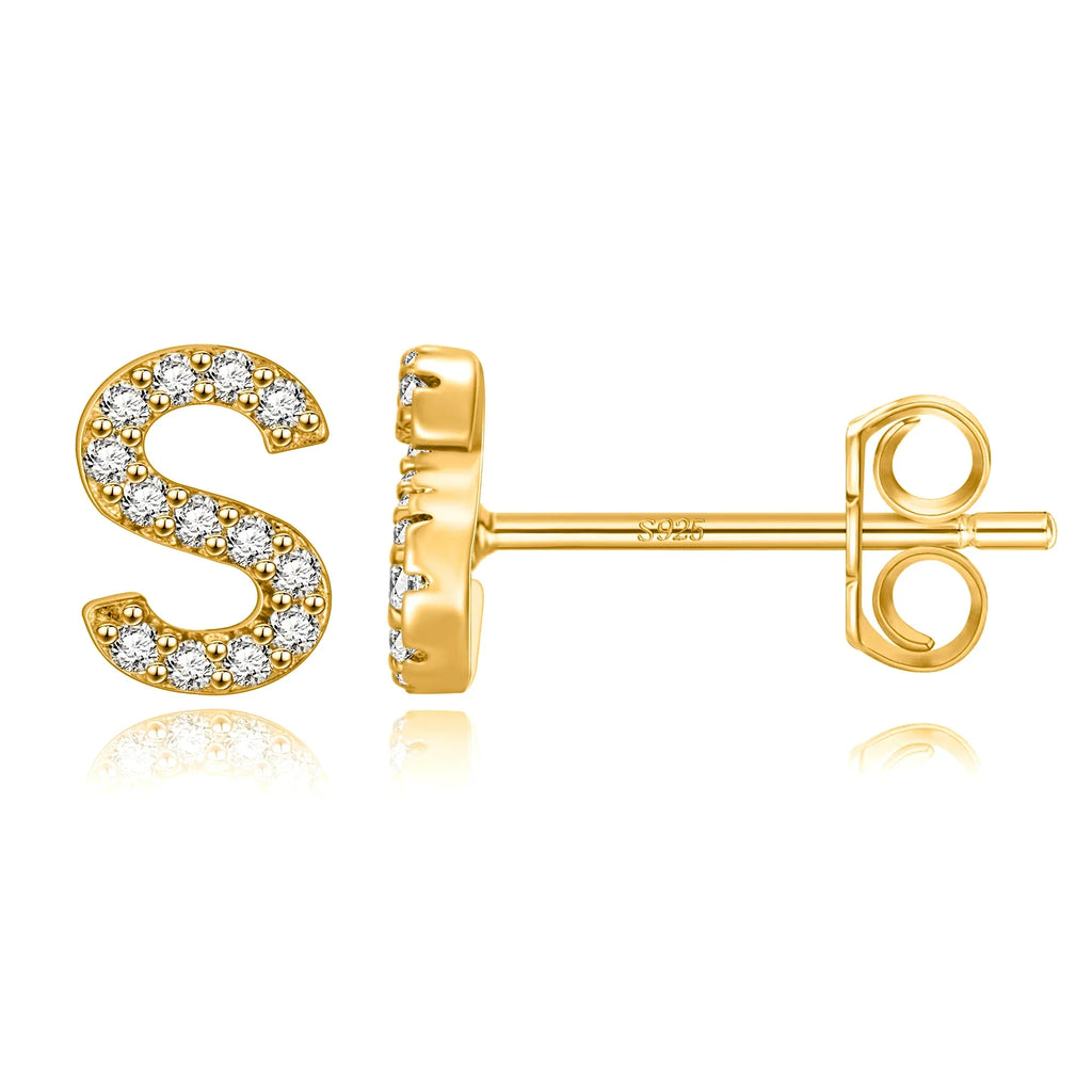 Gold initial earrings s
