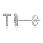 Silver initial earrings t