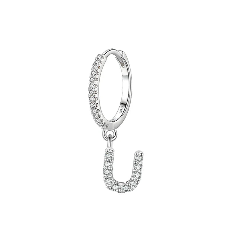 Huggie earrings with initial u