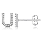 Silver initial earrings u