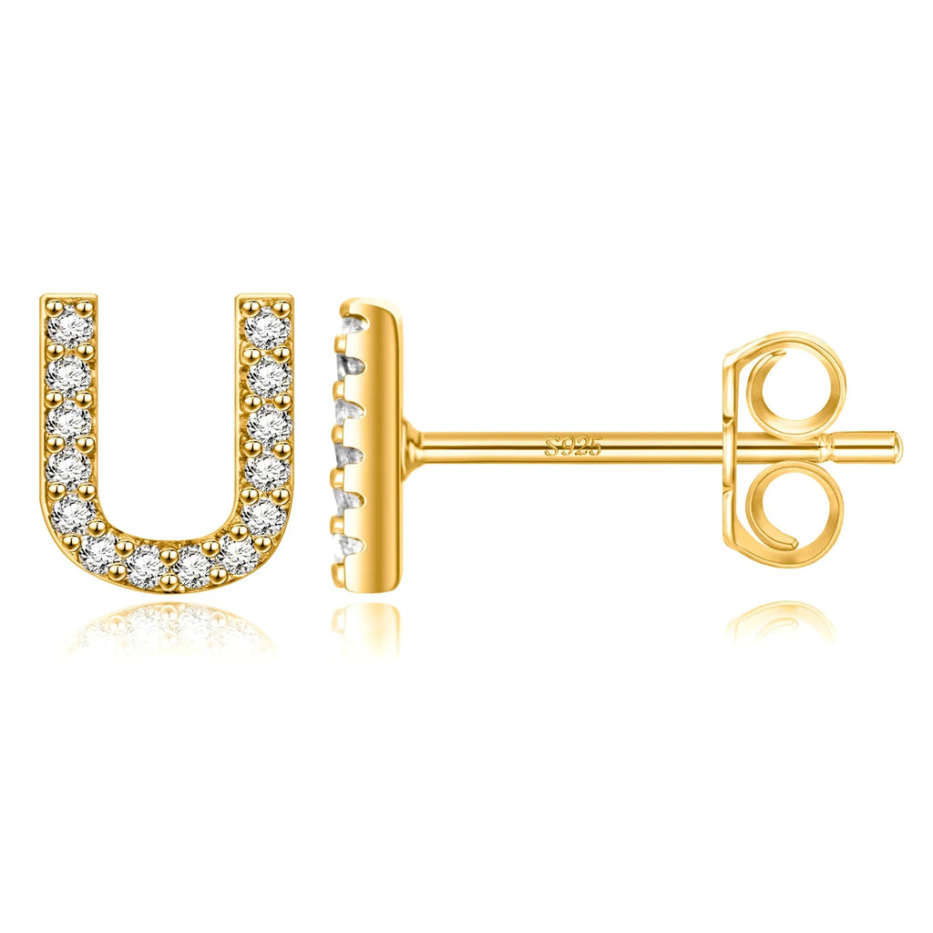 Gold initial earrings u