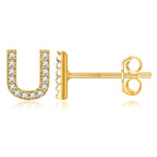Gold initial earrings u