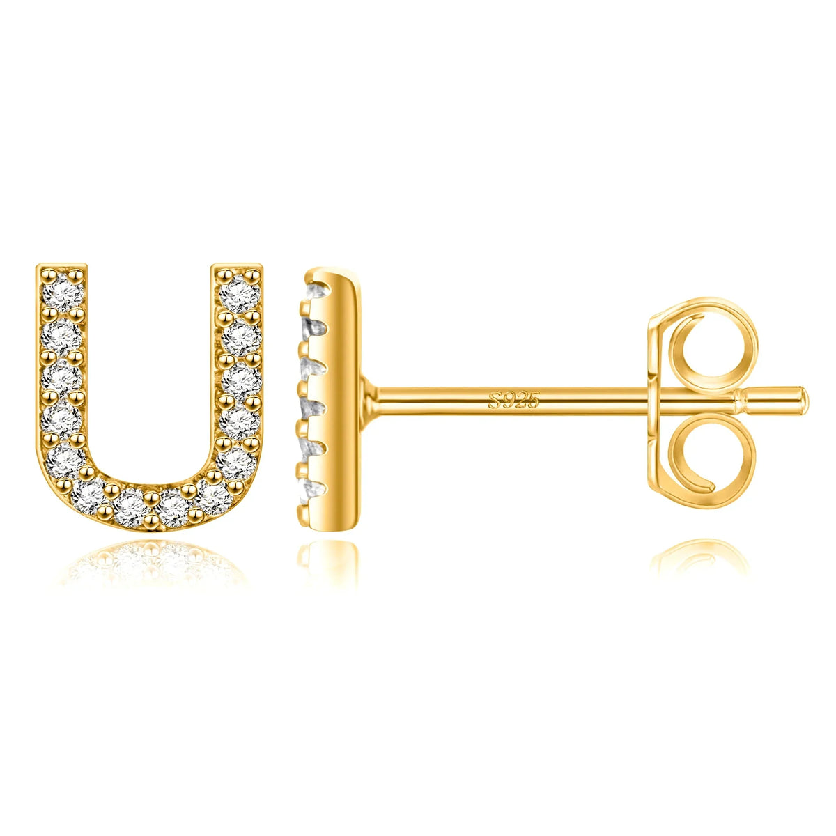 Gold initial earrings u