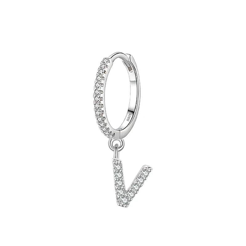 Huggie earrings with initial v
