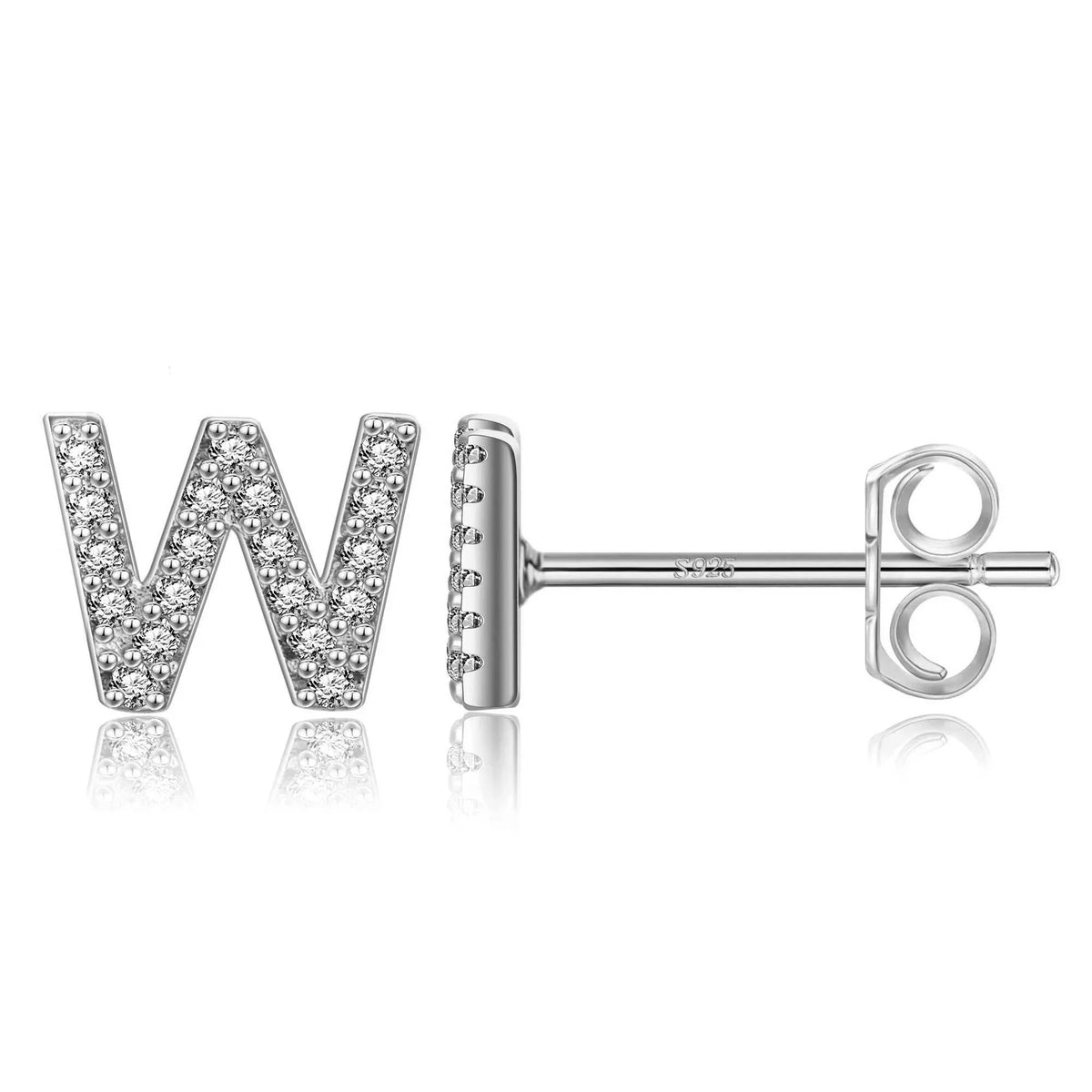 Silver initial earrings w