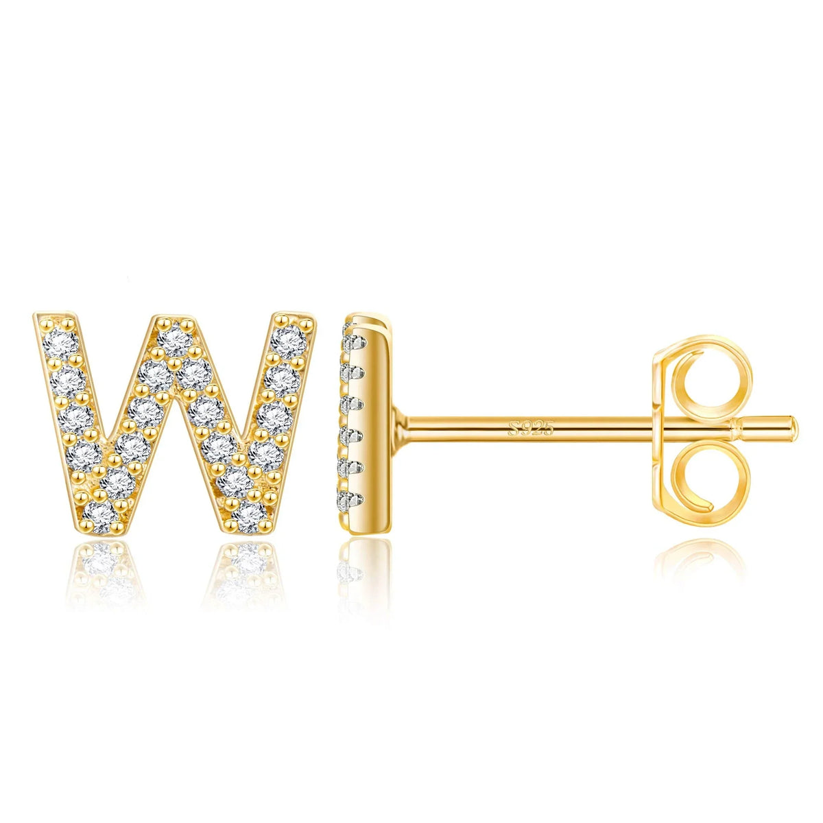 Gold initial earrings w