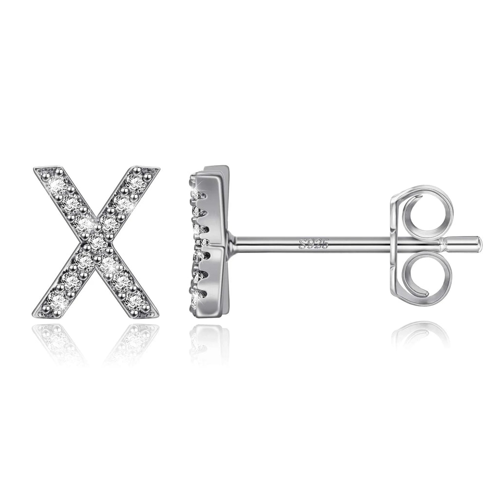 Silver initial earrings x