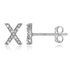 Silver initial earrings x