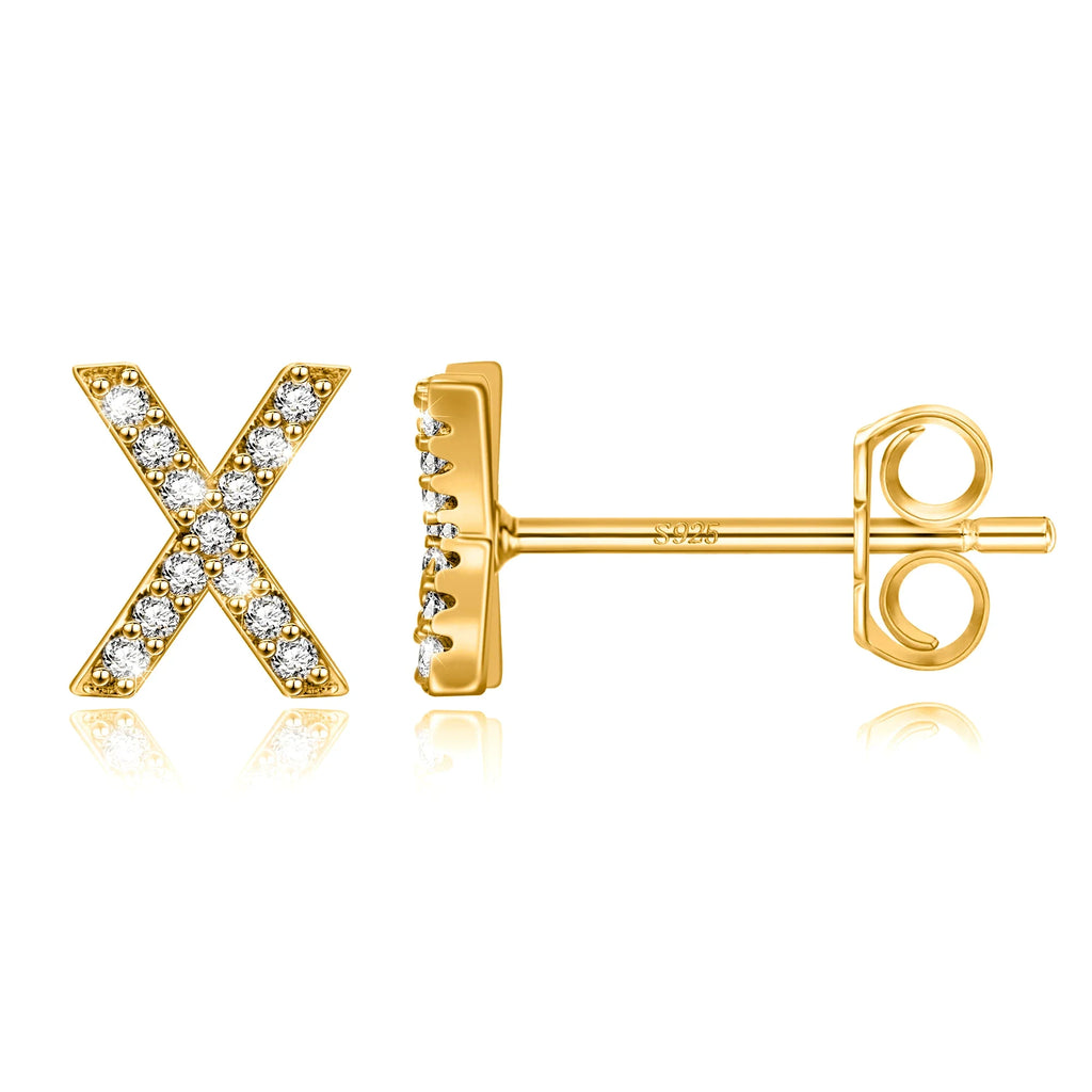 Gold initial earrings x