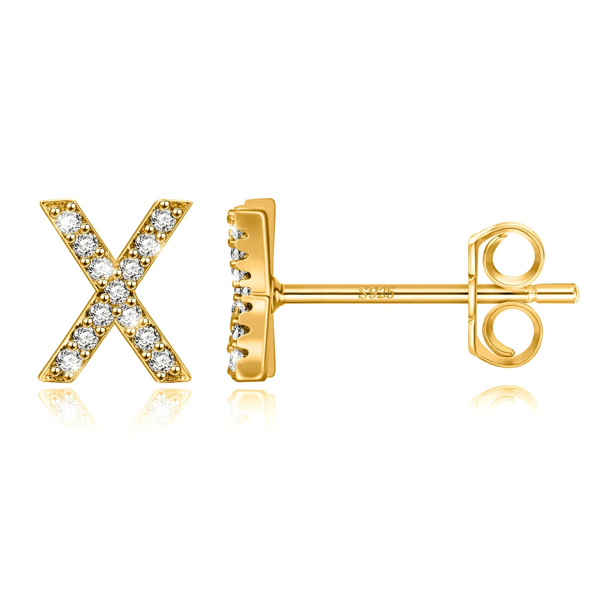 Gold initial earrings x
