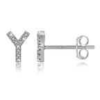 Silver initial earrings y