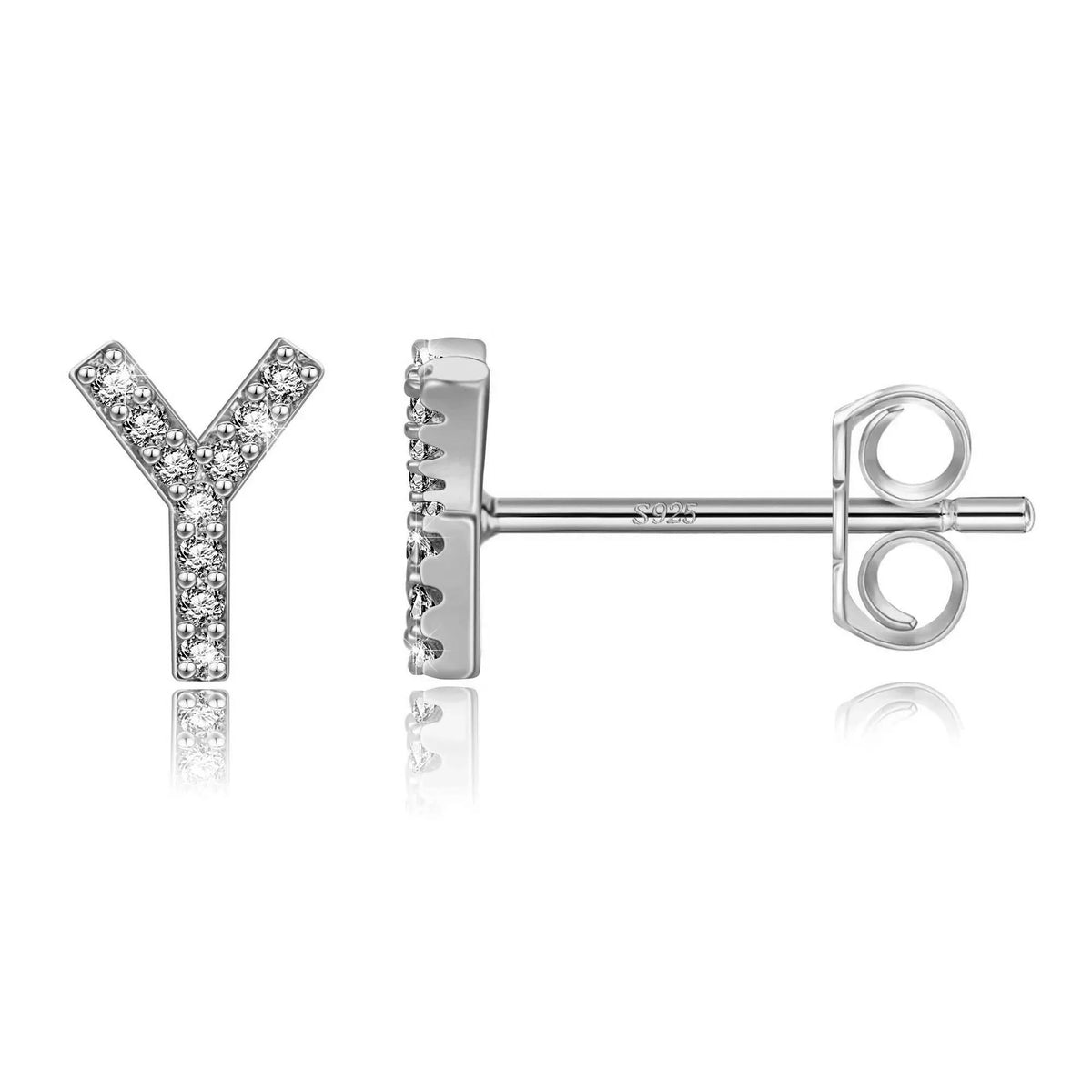 Silver initial earrings y