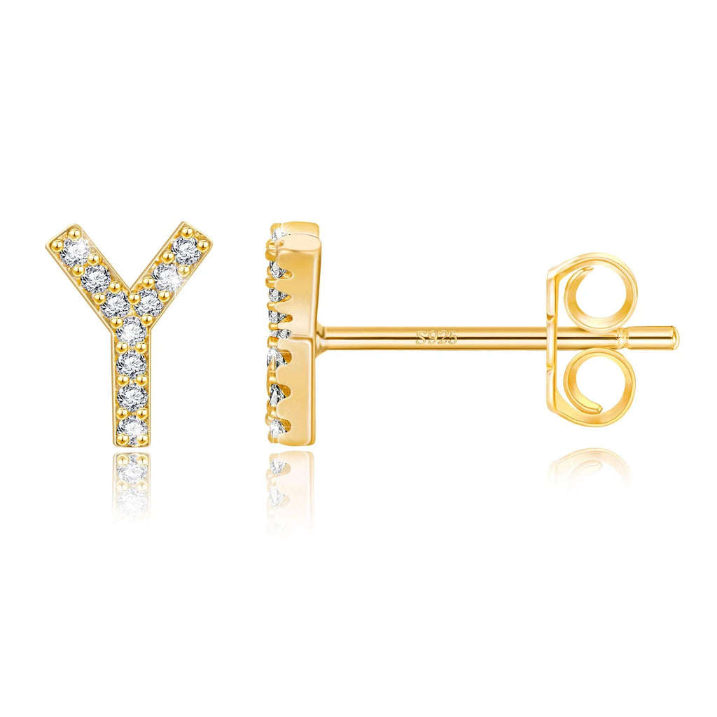 Gold initial earrings y