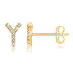 Gold initial earrings y