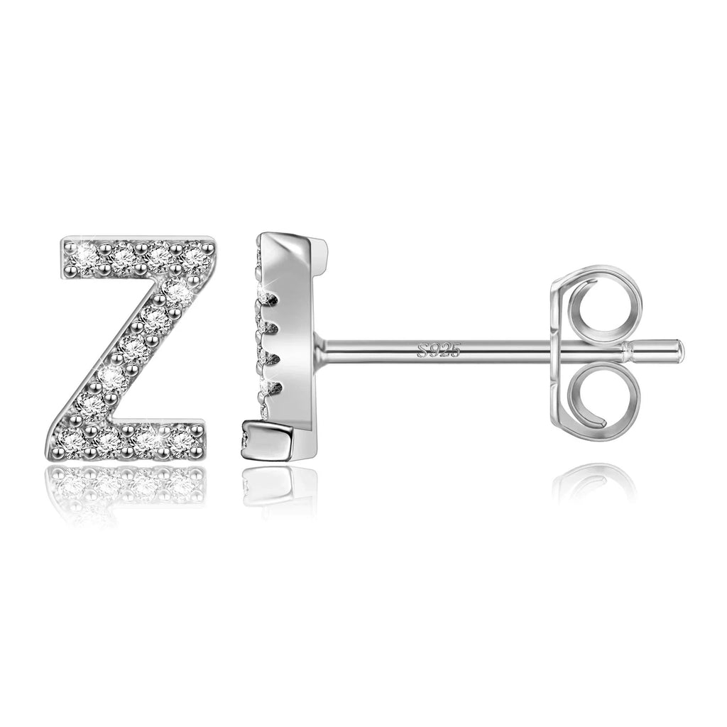 Silver initial earrings z