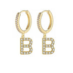 Women's Initial Hoop Earrings b