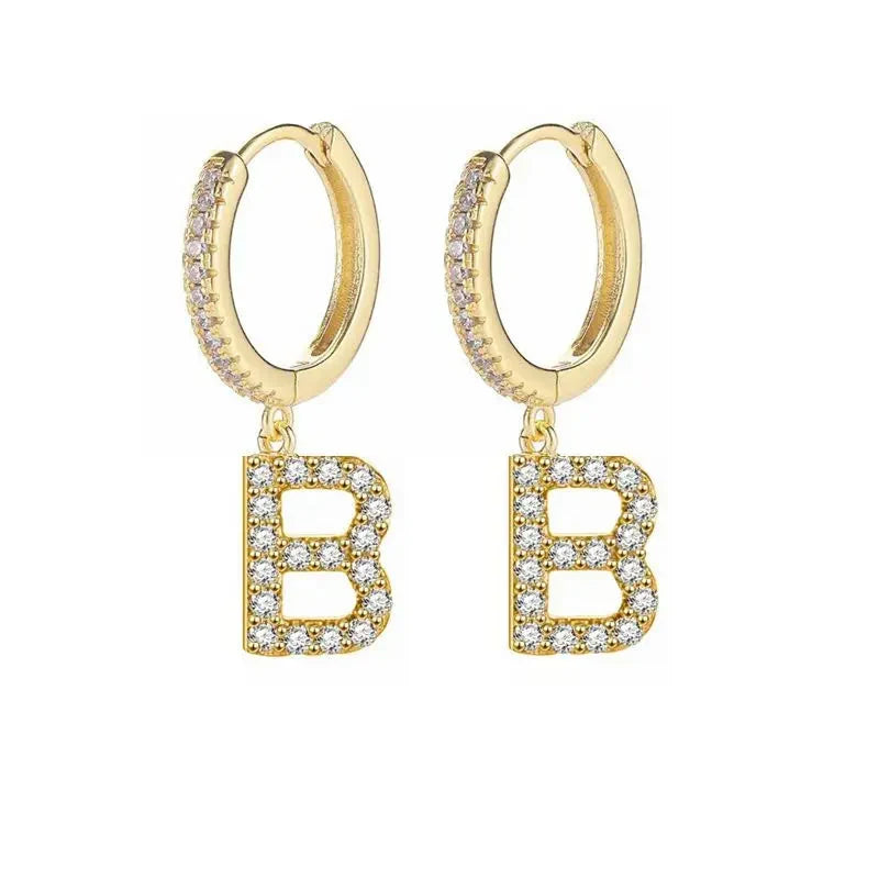 Women's Initial Hoop Earrings b