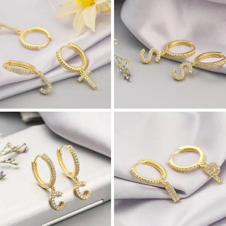 Women's Initial Hoop Earrings