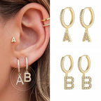 Women's Initial Hoop Earrings a