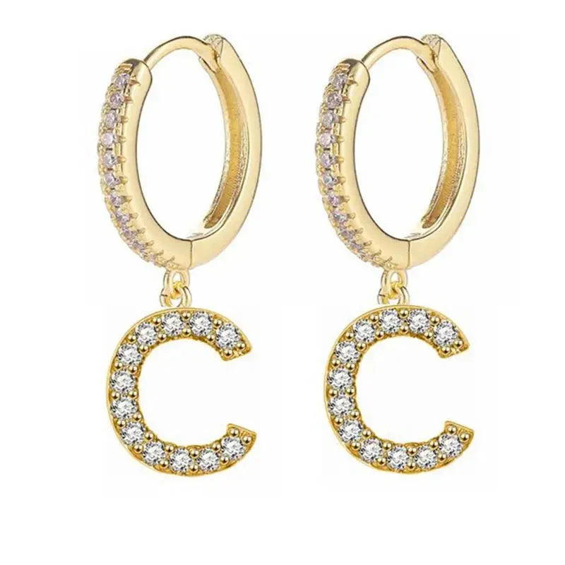 Women's Initial Hoop Earrings c