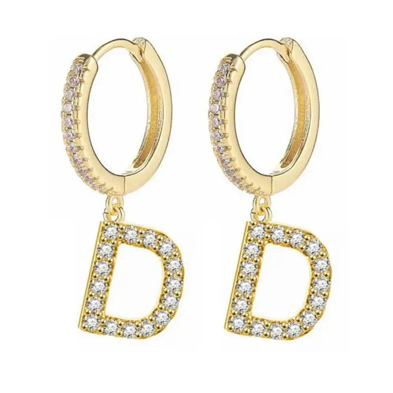 Women's Initial Hoop Earrings d