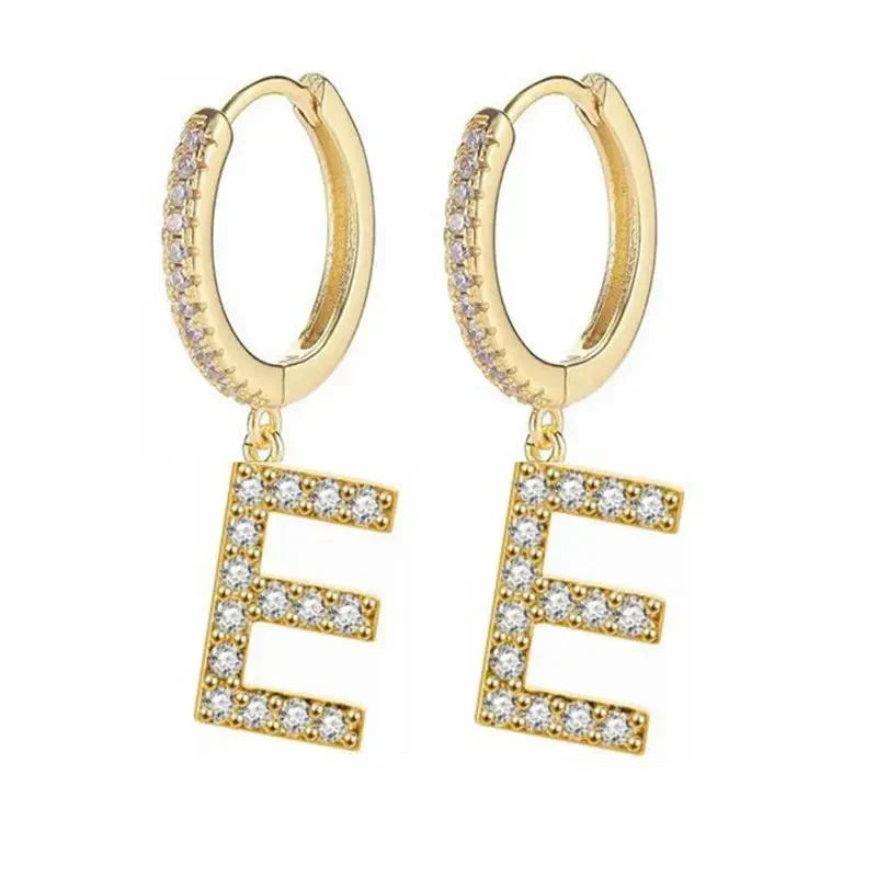 Women's Initial Hoop Earrings e