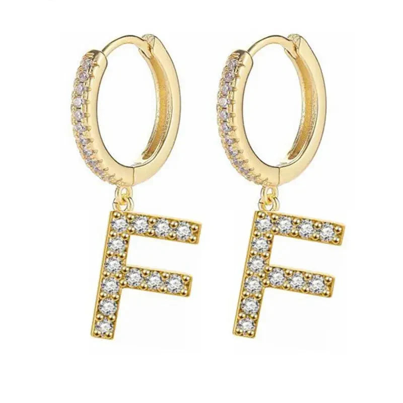 Women's Initial Hoop Earrings f