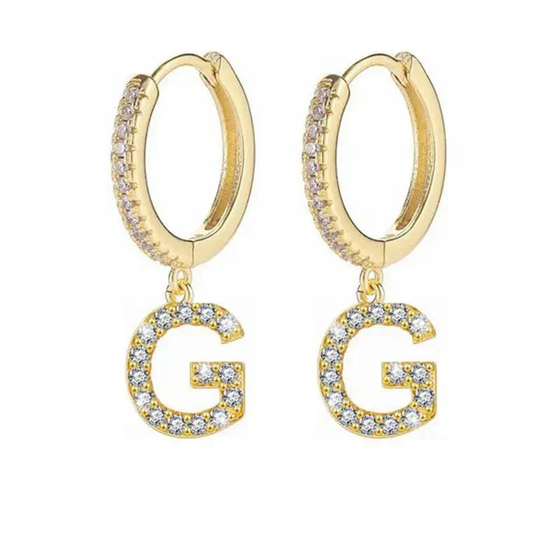 Women's Initial Hoop Earrings g