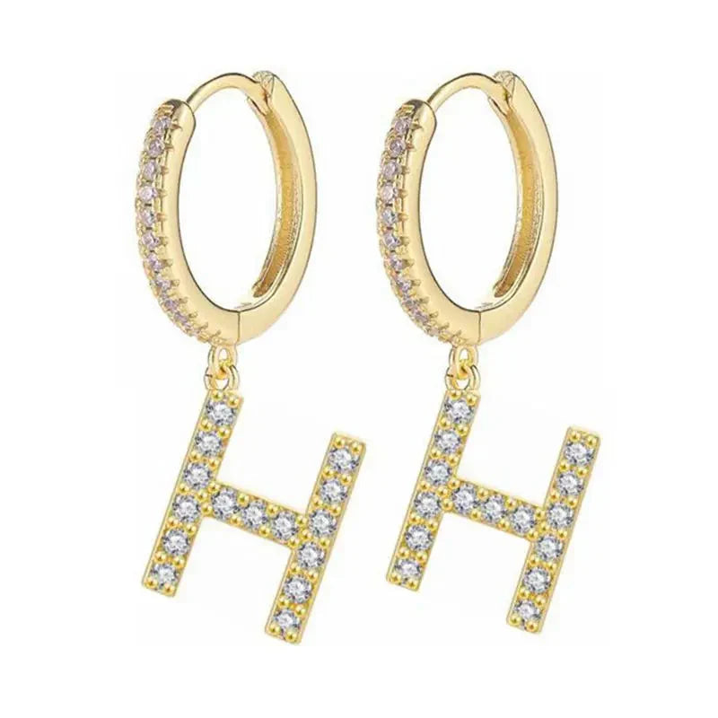 Women's Initial Hoop Earrings h