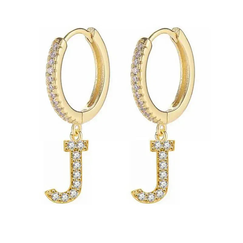 Women's Initial Hoop Earrings j