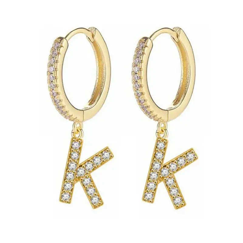 Women's Initial Hoop Earrings k