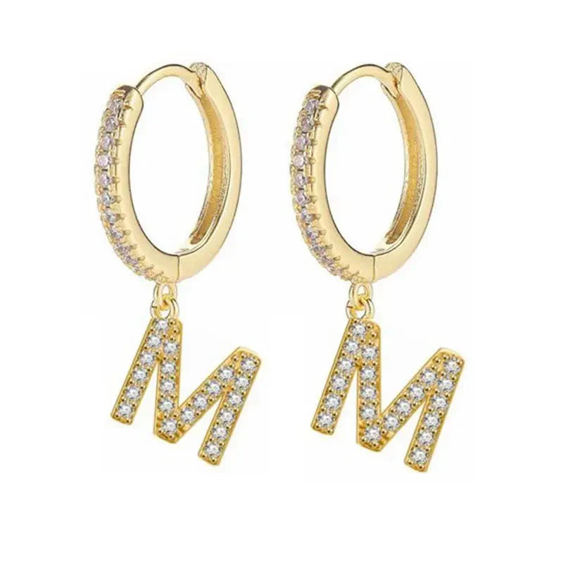 Women's Initial Hoop Earrings m