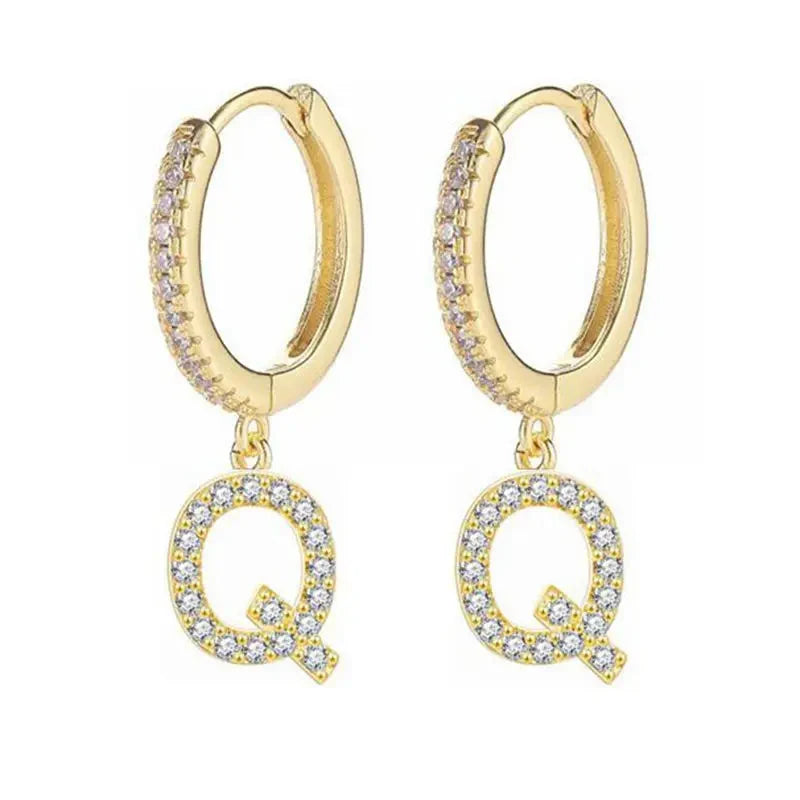 Women's Initial Hoop Earrings q