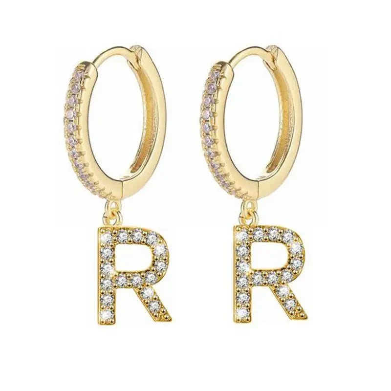 Women's Initial Hoop Earrings r