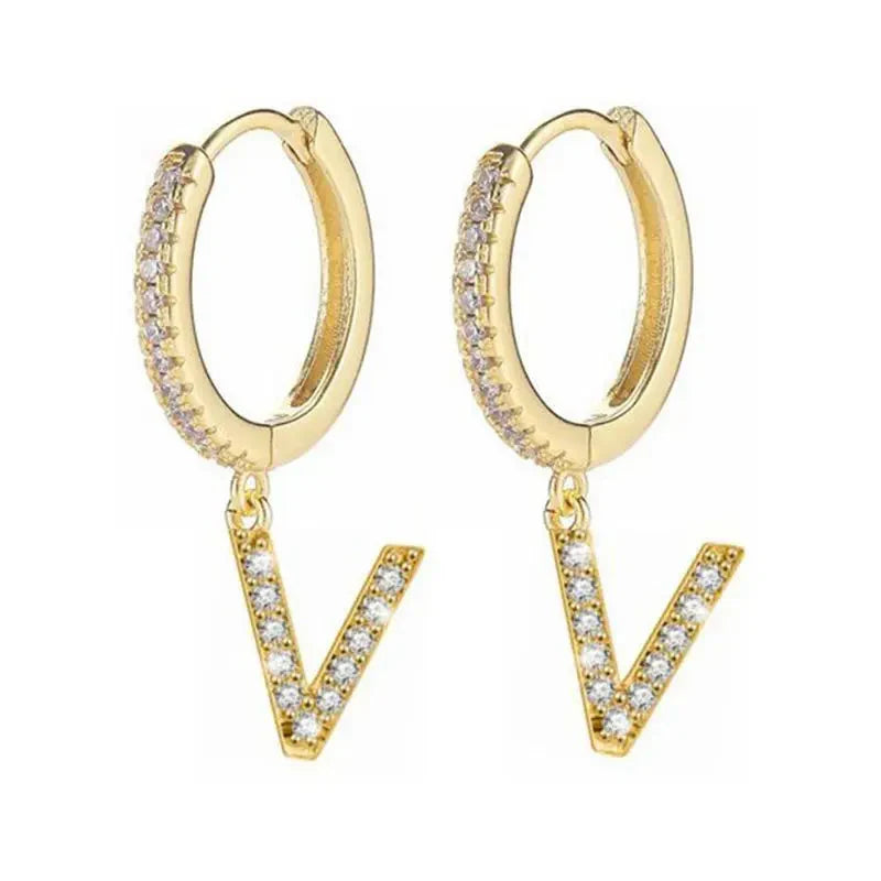 Women's Initial Hoop Earrings v